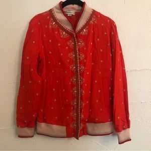 Anthropologie Arabella Heavily Embroidered Boho Cottagecore Bomber Jacket